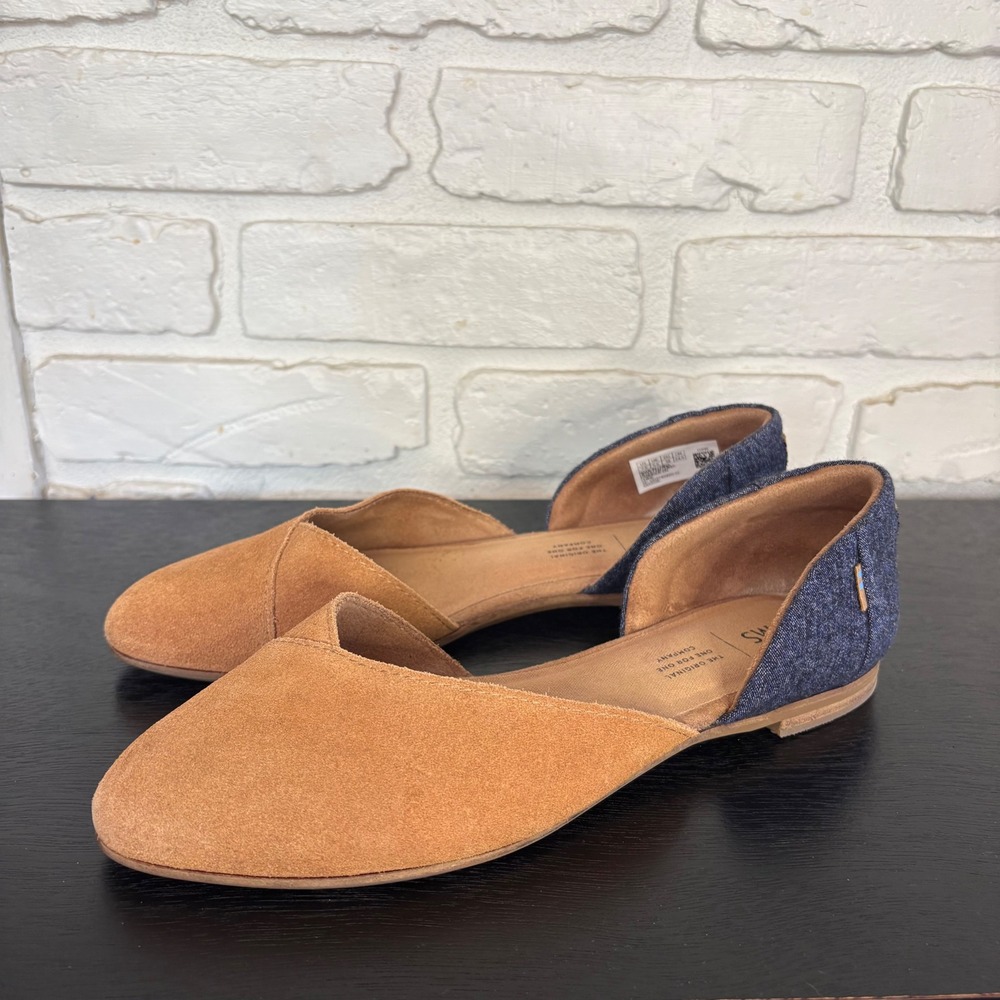 TOMS Women's Jutti D'Orsay flats Tan Denim Size 7.5